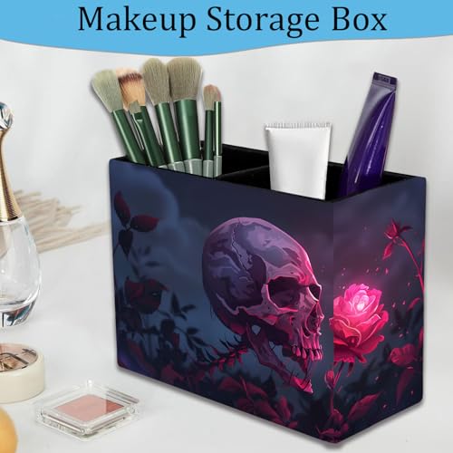 Pen Holder and Anti-Slip Mouse Pad Combination, Makeup Brush Storage Box, Tableware Storage Box, Suitable for Office and Home - Rose Skull - color: Rose Skull
