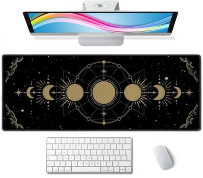 Moon Phase Extended Big Mouse Pad Large,XL Gaming Mouse Pad Desk Pad,31.5x11.8inch Long Computer Keyboard Mouse Mat Mousepad with 3mm Non-Slip Base and Stitched Edge for Home Office Work - color: Moon phase