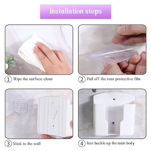 RUIAN 2Pcs Fashion Remote Control Holders Self Adhesive Wall Mount Air Conditioner Media Storage Racks Organizers, White