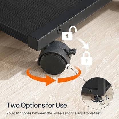 HOOBRO Computer Tower Stand, PC Stand with Charging Station, 2-Tier Under Desk CPU Holder with Lockable Wheels, PC Floor Cart Fits Most Computer Towers, for Home Office, Black BB01UCJ01G1 - color: Black