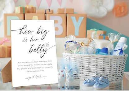 How Big Is Her Belly Sign, Measure the Belly Baby Shower Game， 8×11 Inches Wooden Sign With Stand, Gender Neutral Tabletop Decor for Gender Reveal Party, Baby Shower Decorations - style: How Big Is Her Belly