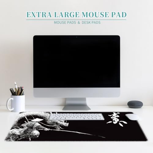 Large Mouse Pad, Big Gaming Mousepad, Desk Mat for Desktop, Thick Non-Slip Waterproof Rubber Base, Mouse Pads for Office, Computer, Keyboard, Laptop 31.5x11.8 in, Japanese Warrior Dragon - color: Japanese Warrior Dragon, size: 31.5" x 11.8"
