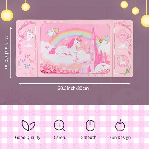 PERFECTSIGHT Cute Unicorn Desk Pad Kawaii Dream Desk Mat, Large Gaming Mouse Pad, Funny Deskmat Mousepad, Laptop Keyboard Pad Office Home Decor for Women Girls, Light Pink - color: Light Pink