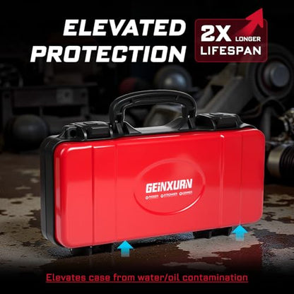 Geinxurn 2 Pieces Metal 11 Inches Steel Portable Tool Box Organizer Red & Black, Durable ABS Tool Storage with Plastic Handle and Double-Buckles - color: 2PCS