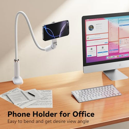 Magnetic Gooseneck Phone Holder for Bed, Flexible Long Arm Cell Phone Stand with Clamp Mount, 900° Rotation Overhead Phone Mount for Bedside, Headboard,Desk, Compatible with iPhone 17 Pro Max - size: 35.43'' Length-Magnetic