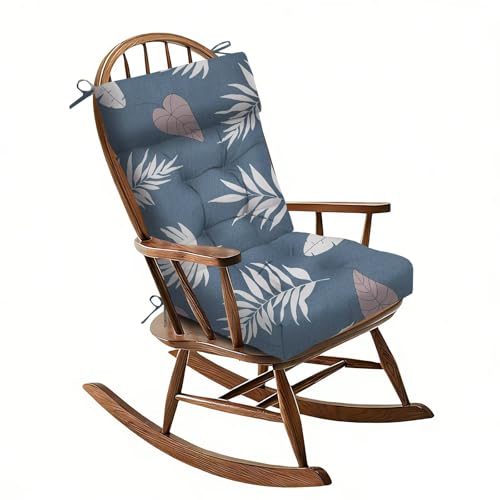 Outdoor Chair Cushions Waterproof Rocking Chair Cushion Floral High Back Adirondack Seat Pad for Patio Furniture 40×20in Blue Grey - color: Blue Grey