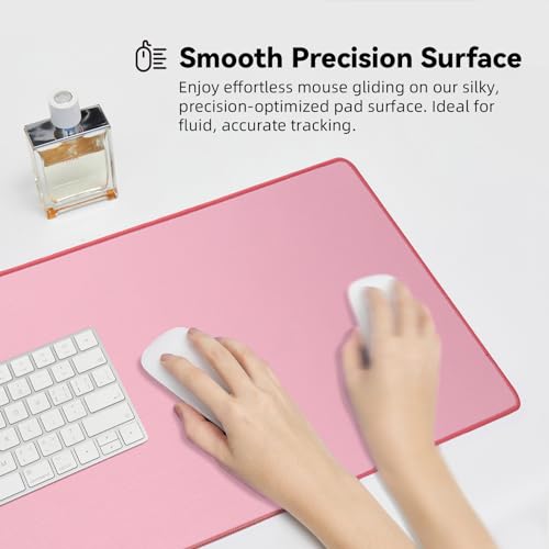 Reniteco Waterproof Large Gaming Mouse Pad with Durable Stitched Edges, Non-Slip Rubber Base, Smooth Surface Mouse Mat Desk Pad for Home Office Gaming, 27.5"*11.8"*0.08",Pink - color: Pink, size: 27.6''x11.8''x0.08''