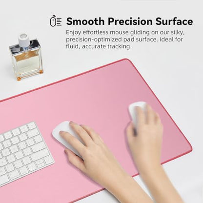 Reniteco Waterproof Large Gaming Mouse Pad with Durable Stitched Edges, Non-Slip Rubber Base, Grainy Jacquard Mouse Mat Desk Pad for Home Office Gaming, 27.6"x11.8"x0.12", Pink - color: Pink, size: 27.6''x11.8''x0.12"