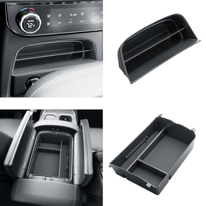 BIBIBO 2Packs for 2026 Hyundai Palisade Center Console Organizer 2026 Hyundai Palisade Calligraphy Insert Console Tray 2026 Palisade Organizer Shelf 2026 Palisade (ONLY FIT Palisade Calligraphy) - color: Black-(Single layer+Insert shelf)
