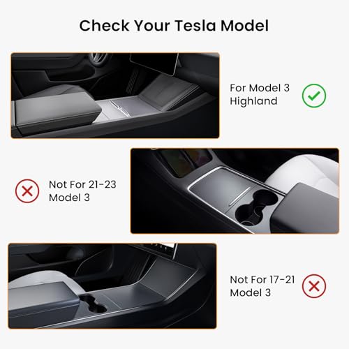 BANKKY 6PCS Center Console Organizer Tray for Tesla Model 3 Highland 2024 2025 Car Accessories with Armrest Storage Tray, Hidden Storage Box, Cup Holder Insert, Camera Privacy Cover, Glove Box Hook - size: 6PCS (24-26) Model3 Black
