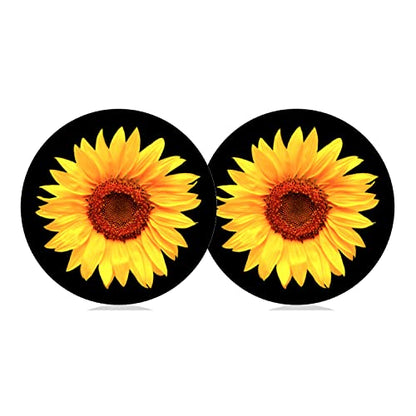 Sunflower Car Cup Holder Coaster 2PCS 2.75" Universal Silicone Auto Cup Holder Insert Coasters Car Interior Accessories Coasters by FLYEEGO - color: Sunflowers