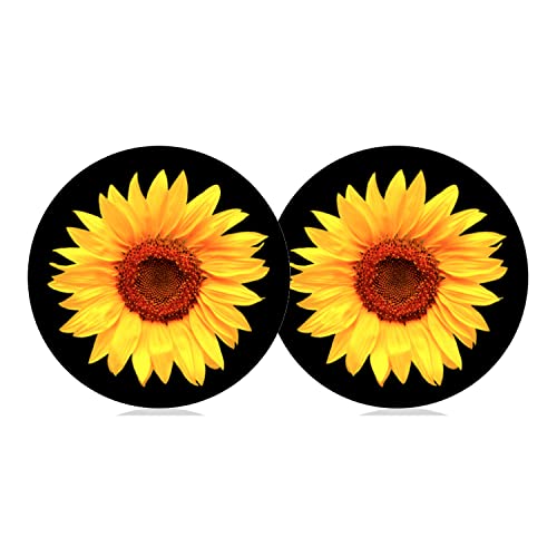 Sunflower Car Cup Holder Coaster 2PCS 2.75" Universal Silicone Auto Cup Holder Insert Coasters Car Interior Accessories Coasters by FLYEEGO - color: Sunflowers