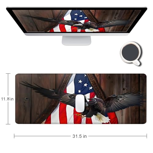 Large Gaming Mouse pad,Eagle，Flag Anti Slip Rubber Base Mouse pad, Suitable for Computer, Laptop, Office Desk Accessories - color: Eagle，Flag