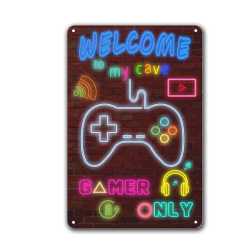 12” x 8” Gaming Wall Decor Art Poster For Boys Bedroom, Gaming Metal Tin Sign for Door Decor, Cool Stuff for Boys Men Home Room Decor - color: team 8