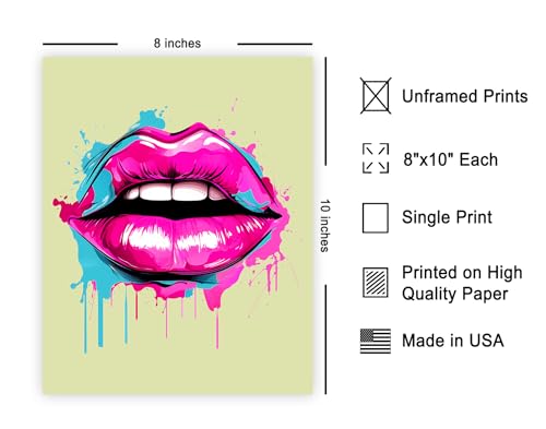 Poster Master Lip Poster - Woman's Lips Print - Color Drip Art - Abstract Artwork - Rainbow Creation - Girly Visual - Great Bedroom or Living Room Wall Decor - 8x10 UNFRAMED Wall Decor - color: Style-13, size: 8"L x 10"W