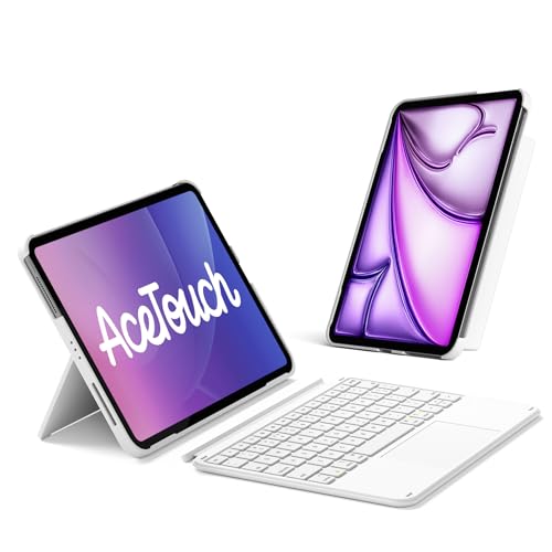 Inateck for iPad (A16) 11th/10th Gen 450g Ultralight Keyboard Case, Air 11" 2026 M4 /M3/M2, Air 5/4th, Pro 11 4/3/2/1th,1 Second Magnetic Detachable Keyboard with Touchpad, AceTouch, White - color: White