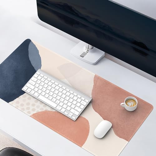 HAOCOO Mouse Pad, Computer Desk Mat, Large Mouse Pad for Desk, 31.5× 15.7 Boho Mousepad Cute for Desktop with Non-Slip Base, Waterproof Laptop Keyboard Mat for Office Home,Boho Pink Navy - color: Pink Navy