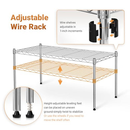 Simple Deluxe Heavy Duty 1-Shelf Shelving, Adjustable Storage Units, Steel Organizer Wire Rack, 29.92" W x 13.78" D x 14.96" H, Chrome,2-Pack - size: 1-Tier Wider, 29.92"W x 13.78"D x 14.96"H, style: 2 Pack