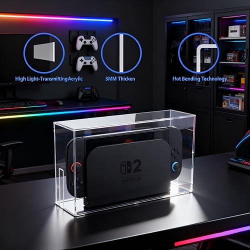 Transparent Dust Cover for Nintendo Switch 2/ Switch/Switch OLED Charging Dock - Anti-Scratch Waterproof Clear Protective Sleeve Display Guard