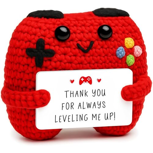 Handcrafted Crochet Game Controller, Gift for Teacher Boss Coworker, Emotional Support Decor with Inspirational Card, Positive Present for Various Occasions - style: THANK YOU