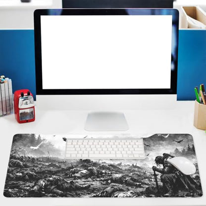 Knight Mouse Pad Dark Battlefield Fantasy Large Gaming Mouse Mat with Stitched Edges,Non-Slip Waterproof Rubber Base Office Computer Keyboard Laptop 31.5"x11.8" - color: Knight, size: 31.5L x 11.8W inches