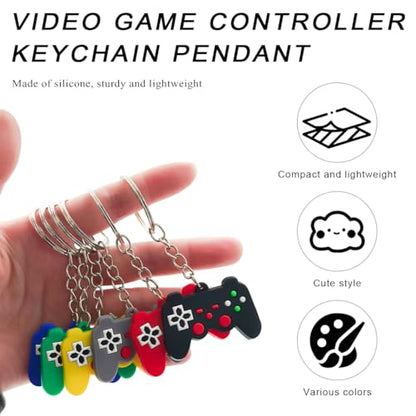 12PCS Video Game Controller Keychains, Mini Games Handle Keychain Pendant Favors, Games Controller Handle Key Ring Charm - color: 12pcs