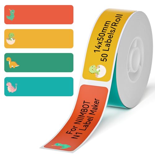 NIIMBOT N1 Iron On Name Tag Sticker, Soft & Washable Name Labels, Perfect for School, Home, Daycare&, Camp, Only for N1 Label Maker (0.55"x1.97", Dinosaur) - color: 0.55''×1.97''-dinosaur Name Tag
