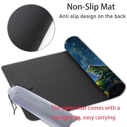 MTG Playmat, Smooth Surface Game Play Pad MTG TCG 24 x 14 inch with Storage Bag, Non-Slip Mouse Pad Card Fighting Game, Frog Mushroom - color: Frog Mushroom