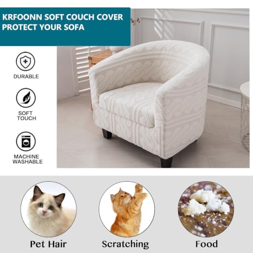KRFOONN Club Chair Slipcover 2 Piece Stretch Jacquard Round Barrel Chair Covers Removable Tub Chair Slipcover with Elastic Bottom Chair Coverings Furniture Protector Cover for Living Room, T3 - color: Color T3