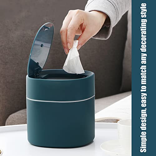 Mini Desk Trash Can with Lid with Trash Bags 180 pcs Press-Top 0.5 Gallon Tiny Countertop Waste Basket Small Table Top Plastic Covered Garbage Bin for Desk Top (Blue) - color: Blue