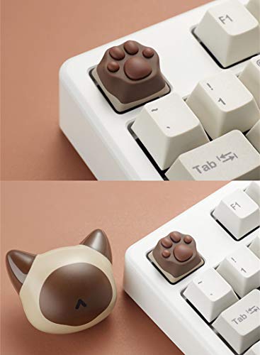 Sya Zomoplus Cute Cat-Claws Keycap 3D Model OEM Profile Keyboard Key Caps for Cherry MX Switches Mechanical Gaming Keyboard Catpaw ESC-Key Keycap (Siamese 1pcs) - color: Siamese-1pcs