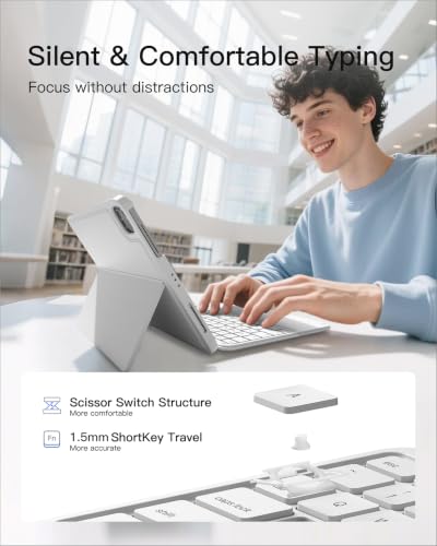 Inateck for iPad (A16) 11th/10th Gen 450g Ultralight Keyboard Case, Air 11" 2026 M4 /M3/M2, Air 5/4th, Pro 11 4/3/2/1th,1 Second Magnetic Detachable Keyboard with Touchpad, AceTouch, White - color: White