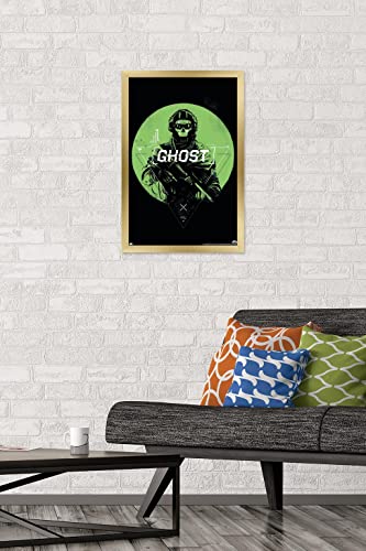 Trends International Call of Duty: Modern Warfare 2 - Ghost Emblem Wall Poster, 14.725" x 22.375", Gold Framed Version - color: Gold Framed Version, size: 22.4"L x 14.7"W