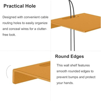 Small Floating Shelf –3mm Thick, 6.5 inch, Wall Shelf, Metal Floating Shelves for Echo, Cameras, Small Speaker, Wall Shelves for Bathroom, Living Room, Bedroom (Gold 1pcs) - color: Gold 1pcs