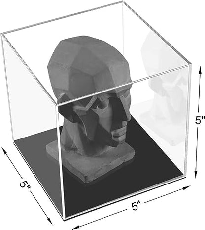 Cliselda Clear Acrylic Display Case with Black Base 6x6x6 inch | Square Acrylic Box Cube Small Storage Containers, Fully Assembled Dustproof Display Box for Collectibles Action Figures - size: 6x6x6 inch