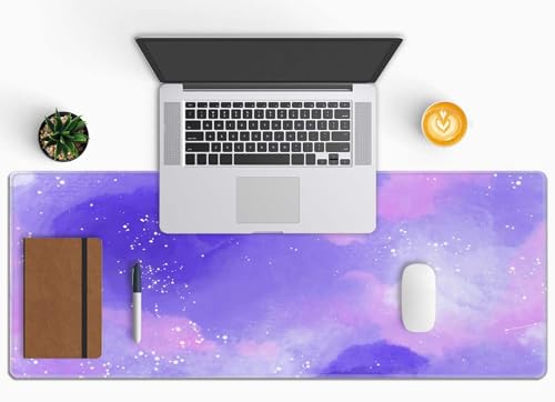 Large Gaming Mouse Pad with Stitched Edges, Cute Stellar in Watercolor Desk Mat, Extended XL Keyboard Pad, Non-Slip Rubber Base Desk Pad for Keyboard and Mouse, 31.5X11.8 inch - color: Cute Stellar in Watercolor