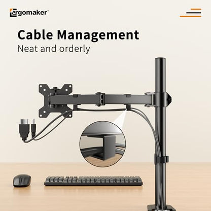 Single Monitor Stand, Arm Monitor Desk Mount for 13" to 27" Screen, Full Adjustable Height, Tilt Swivel Rotate, Holds 22 lbs per Arm, Easy to Install - size: Single Up to 27"