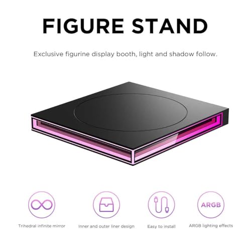 PC Case ARGB Square Figurine Shelf, Figure Stand, Infinity Mirror Design Floating PC Shelf for Figure - 120mm Fan Accessories-Black - color: Black
