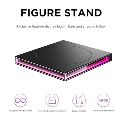PC Case ARGB Square Figurine Shelf, Figure Stand, Infinity Mirror Design Floating PC Shelf for Figure - 120mm Fan Accessories-Black - color: Black