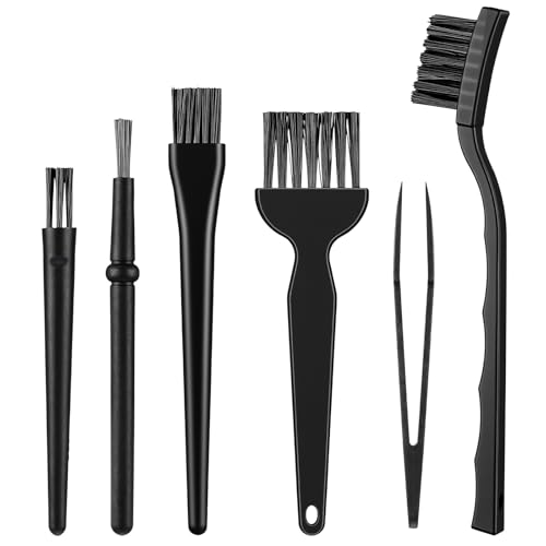 6 PCS Small Cleaning Brushes for Tight Spaces, Cleaning Brush Small Spaces, Thin Anti Static Brush to Clean Electronics Keyboard Brushes Black