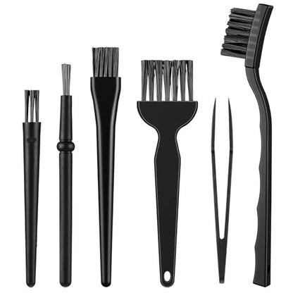 6 PCS Small Cleaning Brushes for Tight Spaces, Cleaning Brush Small Spaces, Thin Anti Static Brush to Clean Electronics Keyboard Brushes Black