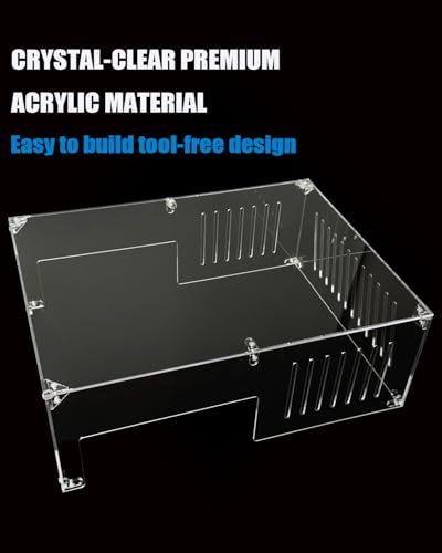 Fletzorb Horizontal PS5 Acrylic Dust Cover, Clear Console Protector for PS5 Slim/Pro with Base, Easy Assembly Heat Dissipation Case, Anti-Scratch & Dustproof, 17" L x 13" W x 6" H - size: 17" x 13" x 6"