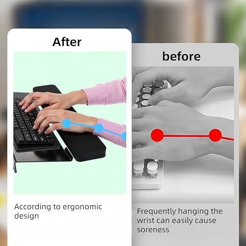 Computer Keyboard Wrist Rest Bracket, Memory Foam Keyboard Wrist Rest Set, Non-Slip Silicone Base, pergonomic and Convenient Typing, ain Relief,Suitable for Office, Work, Gaming (Black)