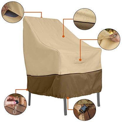 Classic Accessories Veranda Water-Resistant 25.5 Inch High Back Patio Chair Cover, Pebble, Outdoor Chair Covers
