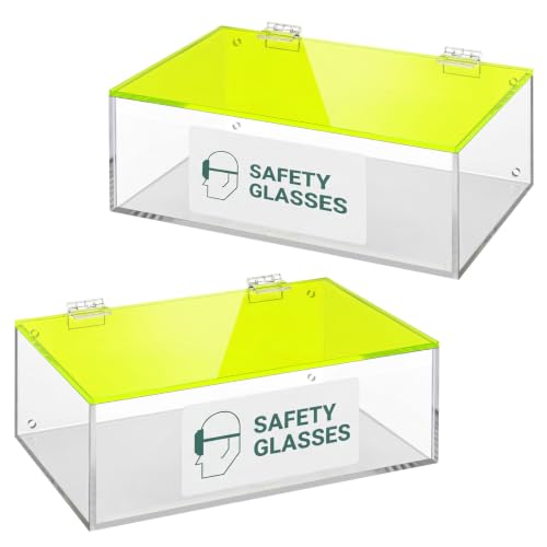 Weysat Acrylic Safety Glasses Holder Safety Glasses Dispenser with Lid Stand or Wall Organizer for Disposable Goggle Storage - color: Green