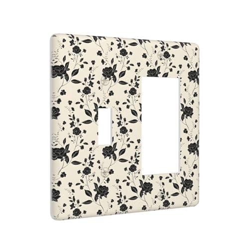 Black Rose Dark Romance Wildflowers Floral Outlet Covers 1 Toggle 1 Rocker Combination Decorative Wall Plate Electrical Switch Plates Light Switch Cover Plate for Bedroom Living Room Decor - color: Black Rose Dark Romance Wildflowers Floral, size: 1 Toggl