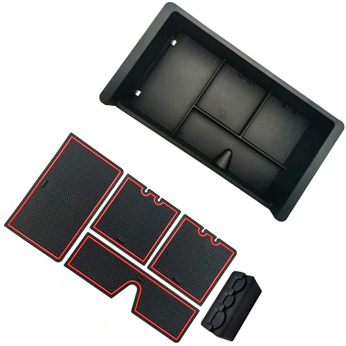 Center Console Tray Organizer Compatible with 2014-2018 GMC Sierra Accessories, (2015-2020) Yukon/Chevy Tahoe Silverado Suburban, Armrest Storage Box Replaces 22817343 (Red) - color: Red