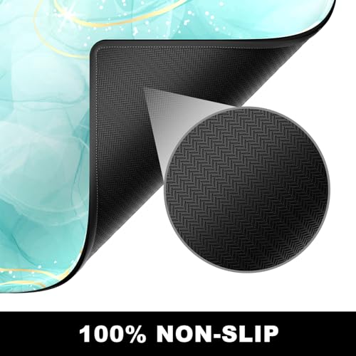 BOSOBO Desk Pad, XXL Gaming Mouse Mat, Desktop Full Cover, Art Gold Teal Marble - color: Art Gold Teal Marble, size: XL - 31.5 x 11.8 Inches