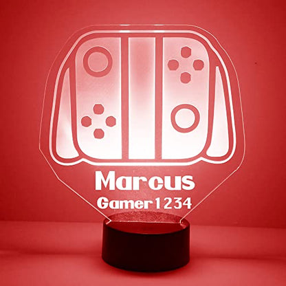 Personalized Gaming LED Sign Night Light Lamp with Remote, Custom Text, Acrylic Display with 16 Colors & 4 Modes, Battery or USB Power, Made in The USA (Controller 6) - style: SW