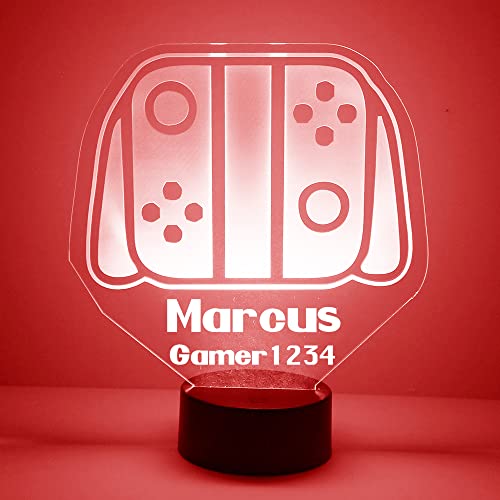 Personalized Gaming LED Sign Night Light Lamp with Remote, Custom Text, Acrylic Display with 16 Colors & 4 Modes, Battery or USB Power, Made in The USA (Controller 6) - style: SW